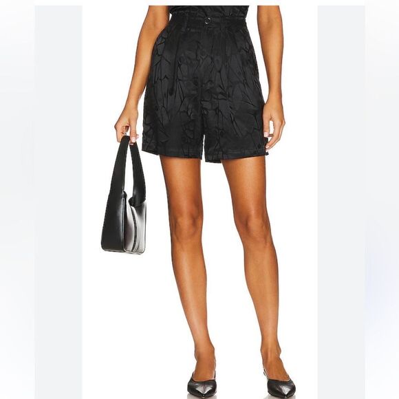 Anine Bing black silk short Carrie butterfly jacquard shorts size 34. NWT - Picture 1 of 7